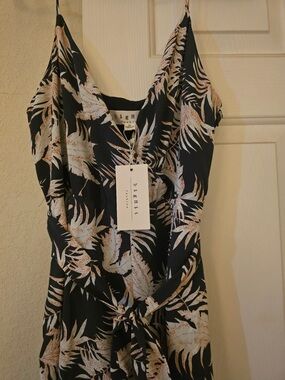 Florida Boutique Jumpsuit Deep Navy with Cream / Orangey Floral